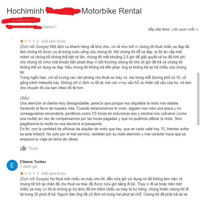review thuê xe máy Sài Gòn