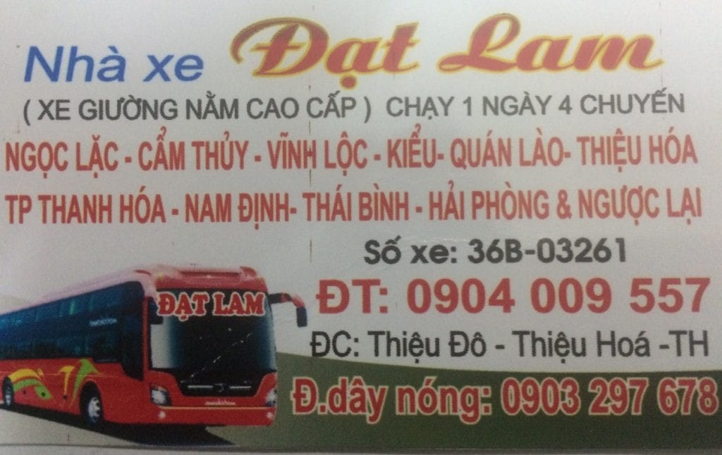 Số điện thoại liên hệ và địa chỉ của nhà xe Đạt Lam