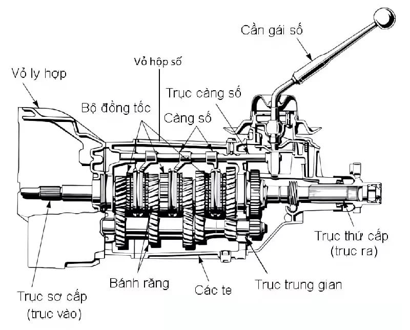 Sơ đồ cấu tạo chi tiết hộp số xe tải van