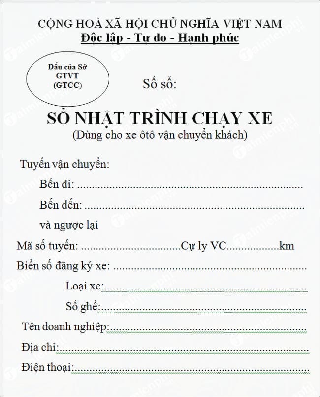 Sổ nhật trình xe tải