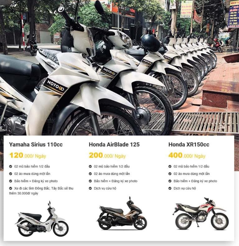 So sánh giá thuê xe máy Hà Nội từ nhiều nhà cung cấp uy tín