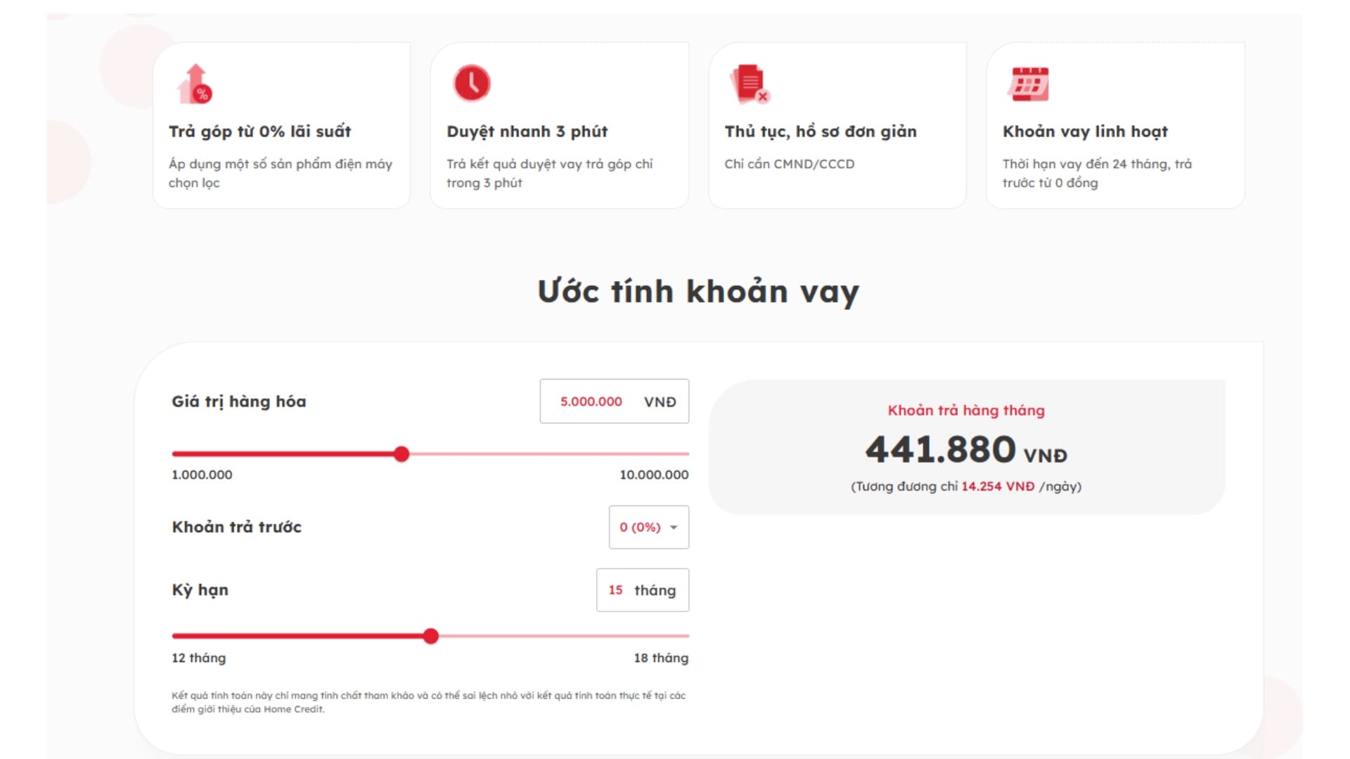 Sử dụng công cụ để ước tính khoản trả góp xe máy hàng tháng