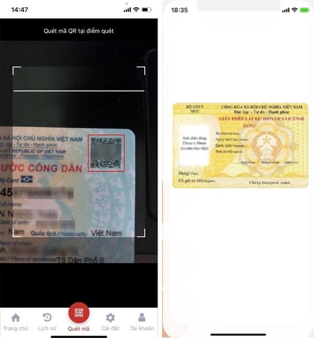 Sử dụng tính năng quét mã QR trên VNeID để tra cứu giấy phép lái xe liên kết với CCCD