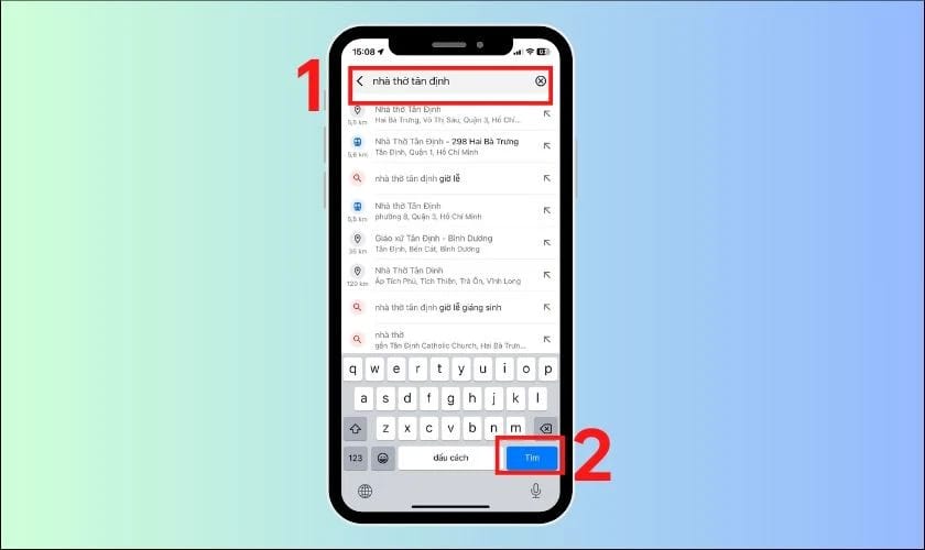 Thanh tìm kiếm địa điểm trên giao diện Google Maps.