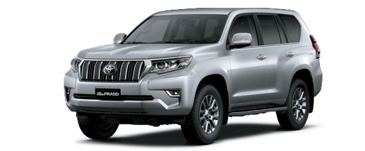 Thiết kế mạnh mẽ và sang trọng của xe Toyota Land Cruiser Prado 7 chỗ màu trắng