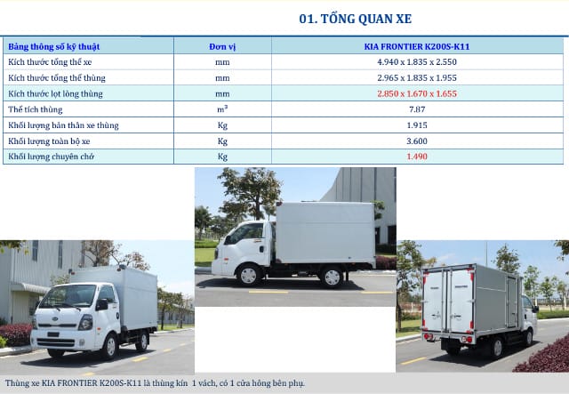 thiet ke tong the ben ngoai xe tai 1 tan 5 Kia K200s thung kin