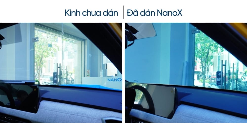 Thợ đang căn chỉnh phim cách nhiệt kính lái trên xe ô tô