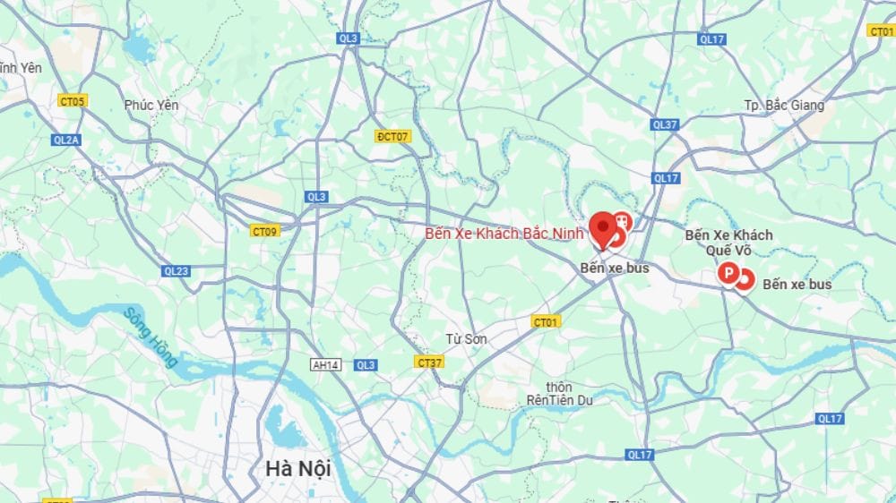 Toàn cảnh bến xe khách Bắc Ninh nhìn từ trên cao, thể hiện vị trí đắc địa tại Phường Tiền An.