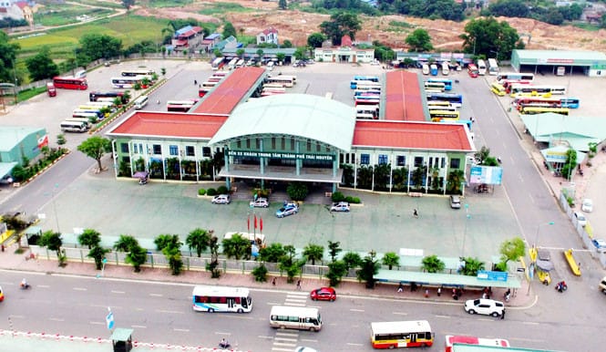 Toàn cảnh bến xe Thái Nguyên từ trên cao