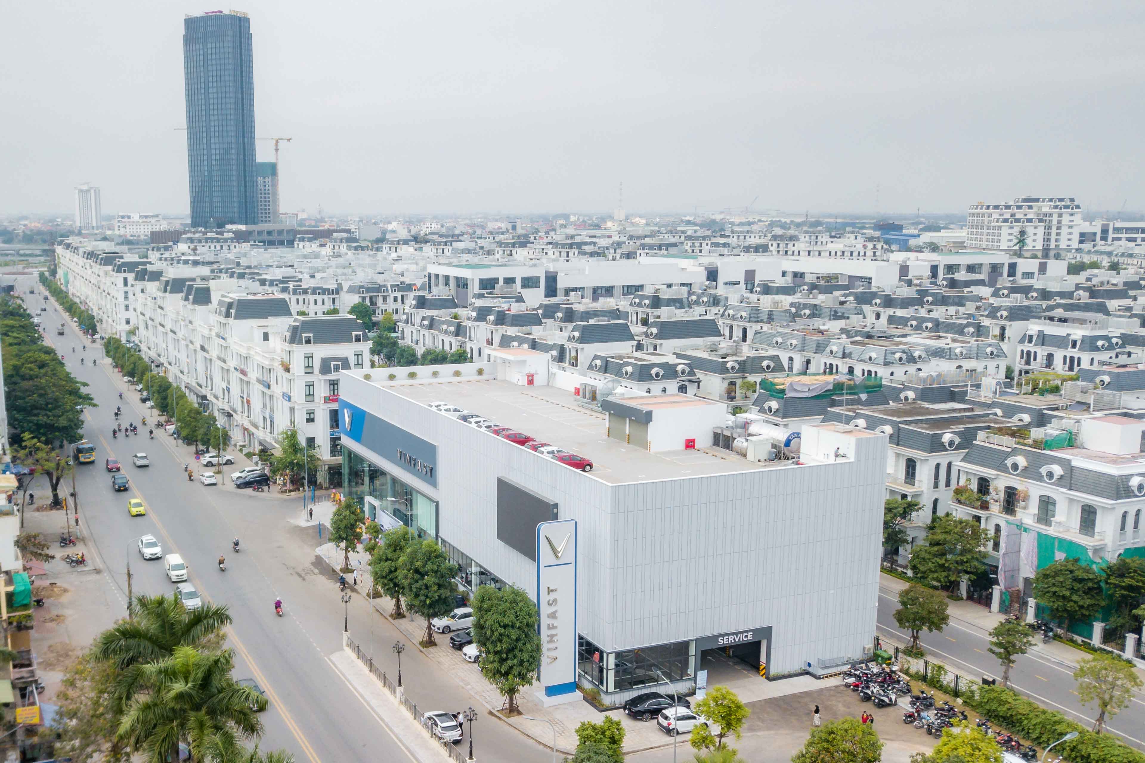 Toàn cảnh showroom VinFast Hải Phòng 3S từ trên cao với vị trí thuận lợi