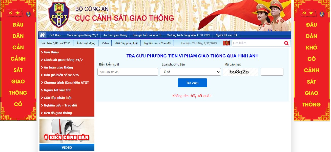 Tra cứu phạt nguội qua website của CSGT