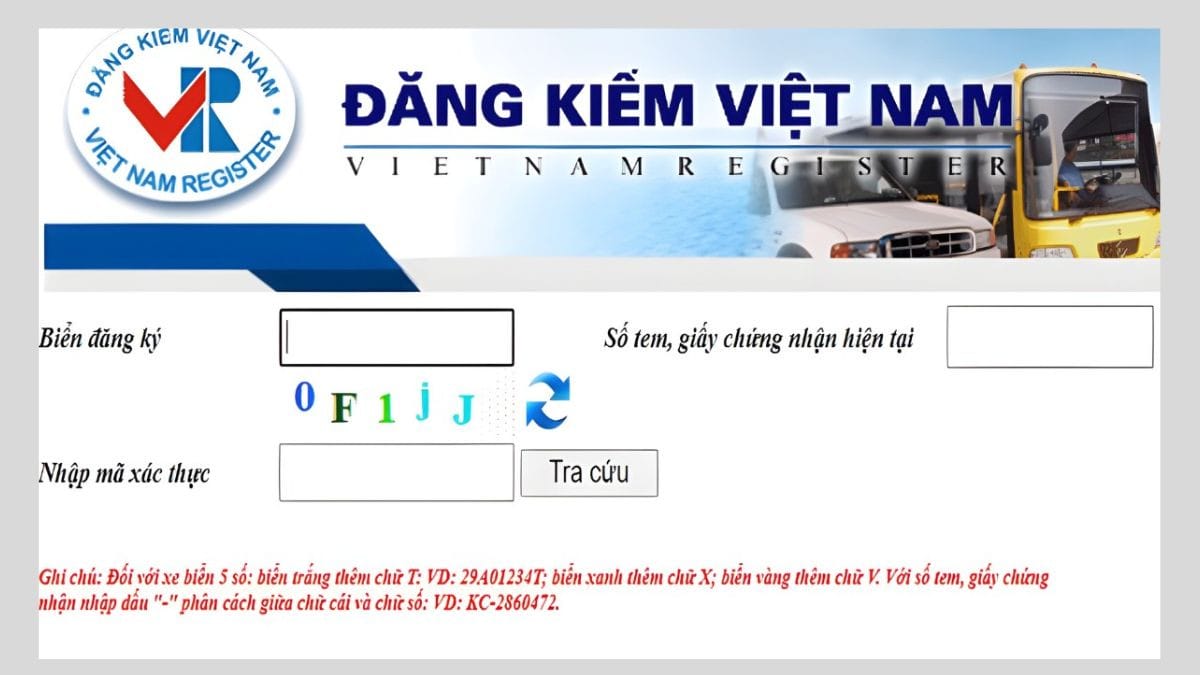 Truy cập website Cục Đăng kiểm Việt Nam để tra cứu biển số 33