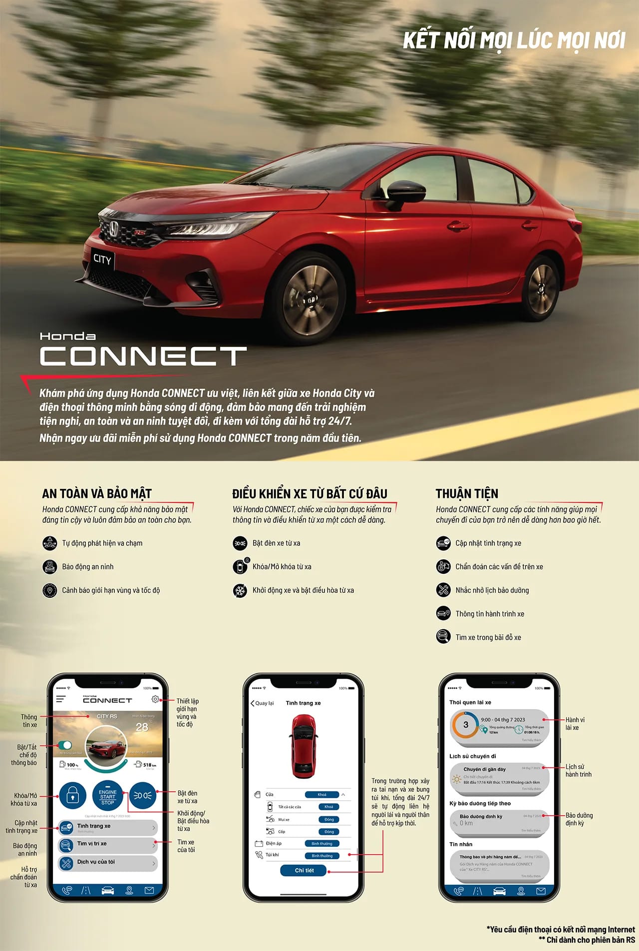 Ứng dụng Honda CONNECT quản lý xe dễ dàng
