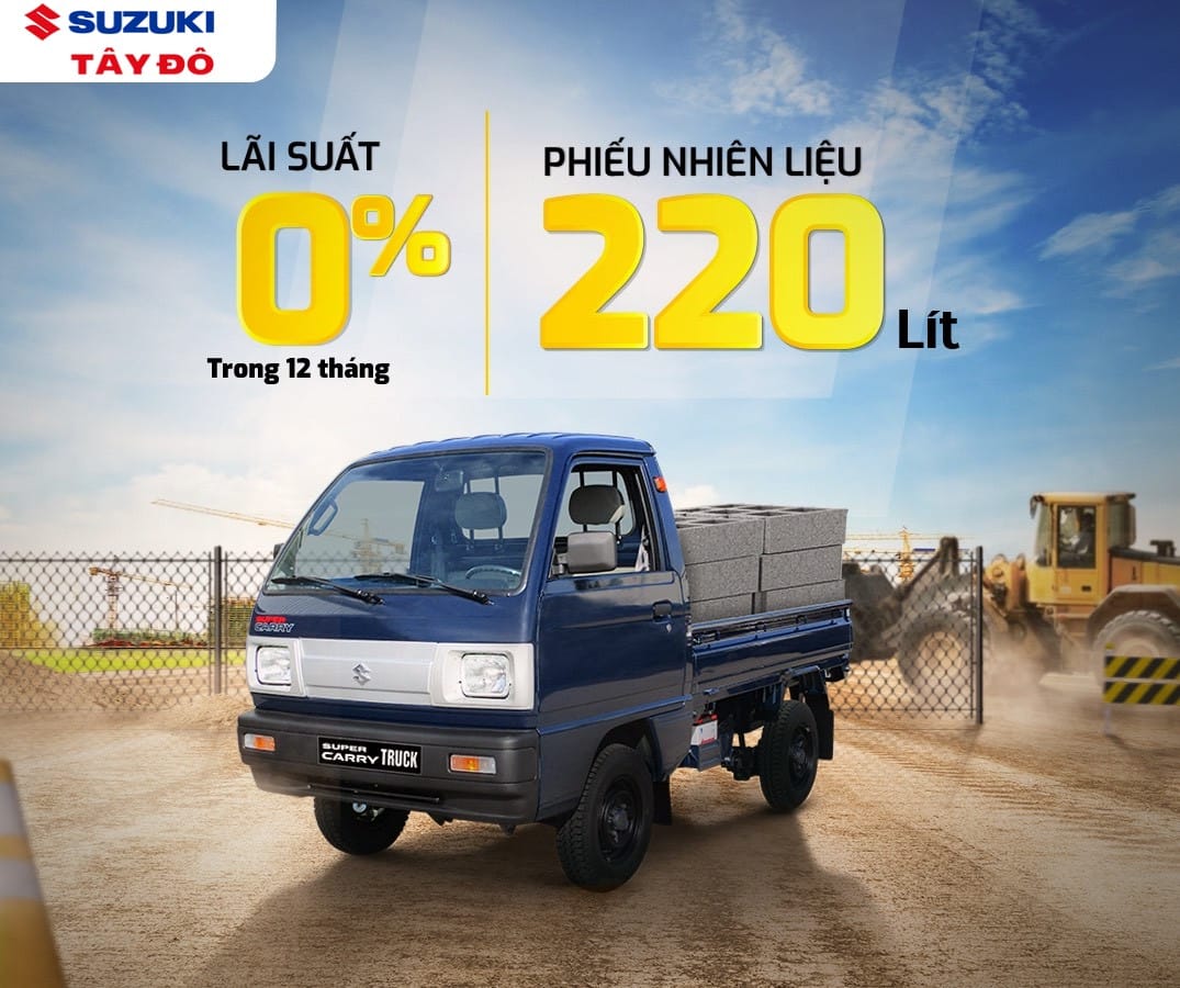 Ưu đãi đặc biệt cho dòng xe tải Suzuki Carry Truck, nhấn mạnh giá trị đầu tư ban đầu hấp dẫn.