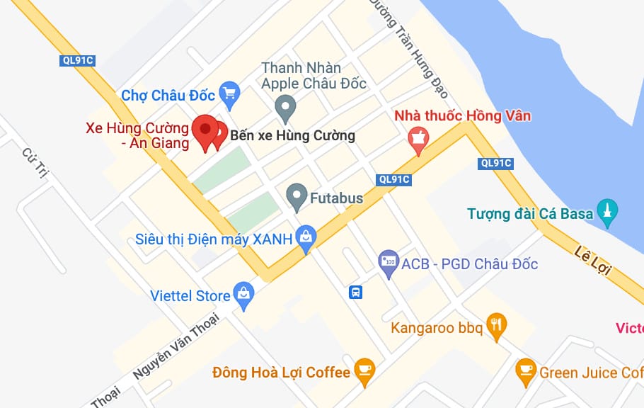 Văn phòng xe Hùng Cường ở Châu Đốc, An Giang phục vụ hành khách