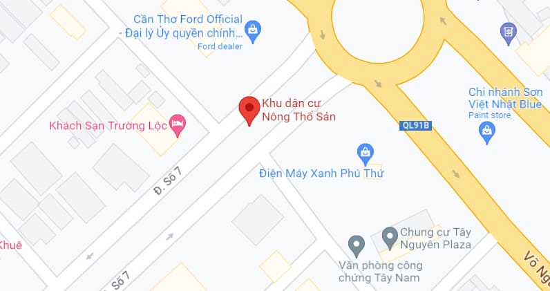 Vị trí văn phòng nhà xe Vũ Linh tại Cần Thơ, khu dân cư Nông Thổ Sản II