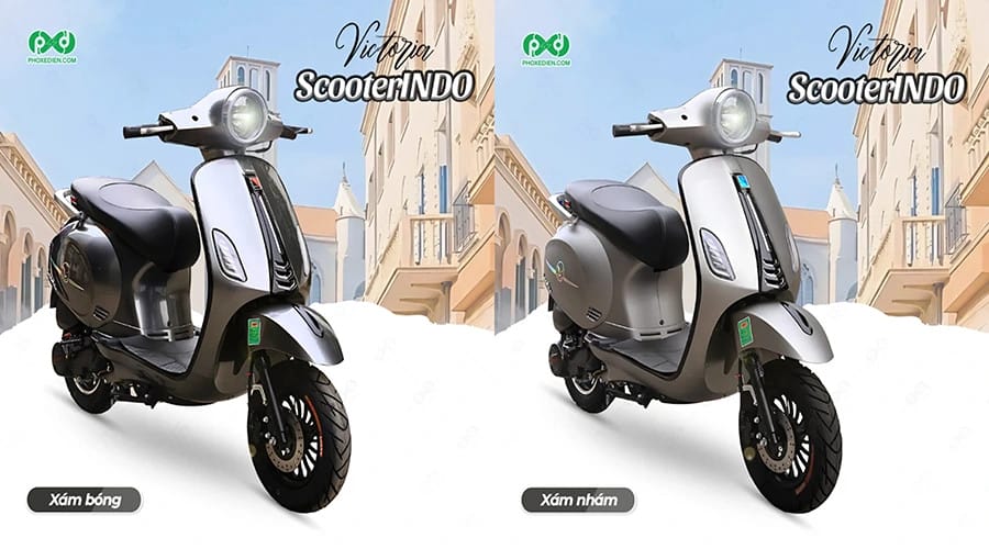 Victoria ScooterINDO màu xám hiện đại với thiết kế cổ điển