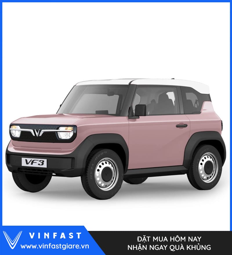 VinFast VF3 màu hồng phấn cá tính và độc đáo trên phố