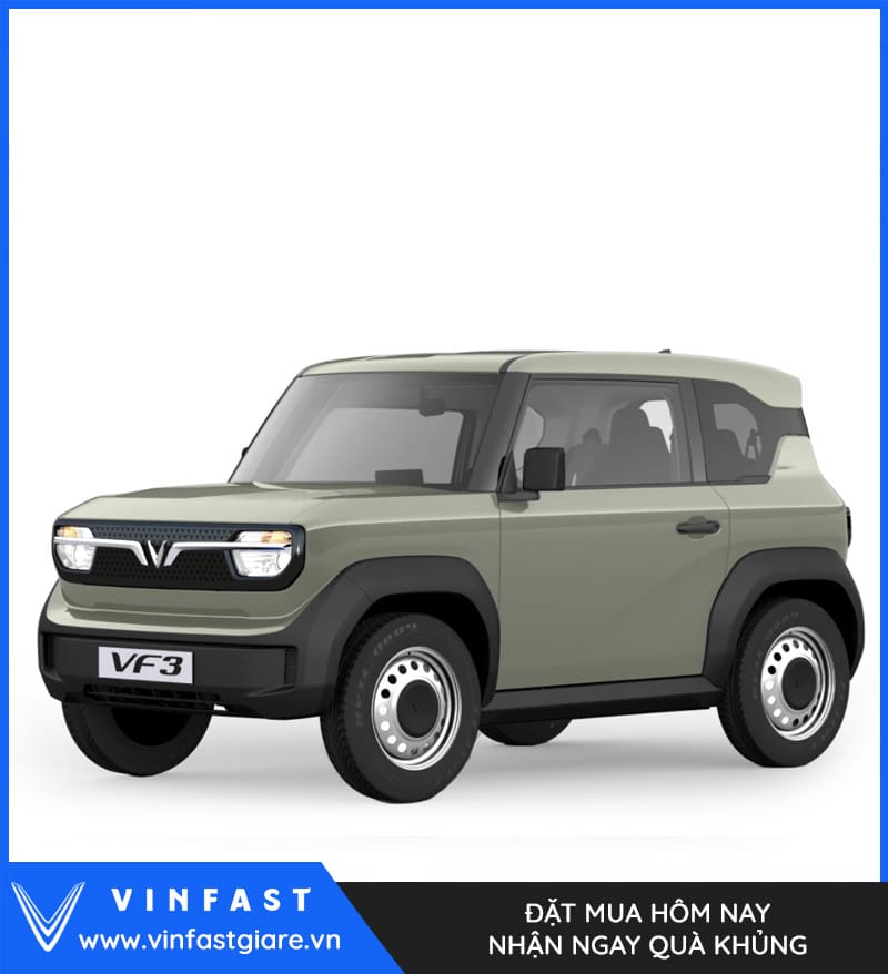 VinFast VF3 màu xanh rêu với thiết kế đô thị hiện đại