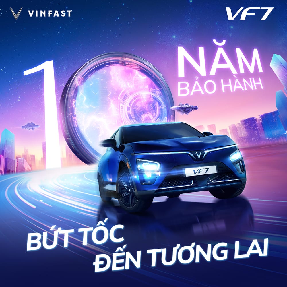 VinFast VF7 được bảo hành đến 10 năm