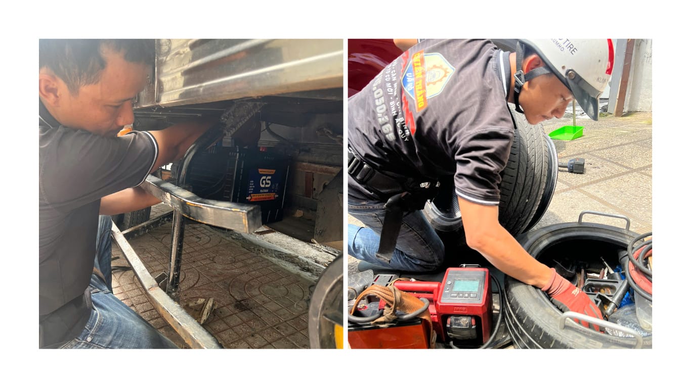 Xe cứu hộ chuyên dụng cung cấp dịch vụ vá xe tải lưu động và kích bình ắc quy
