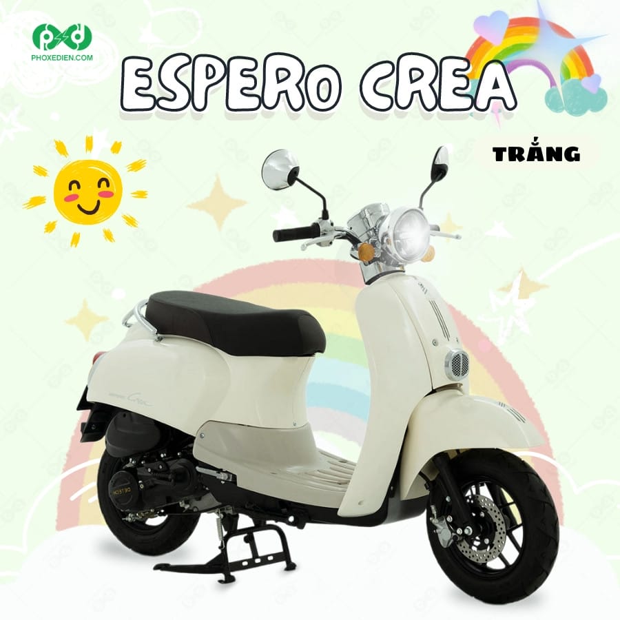 Xe ga 50cc Espero Crea màu trắng tinh khôi, phong cách vintage