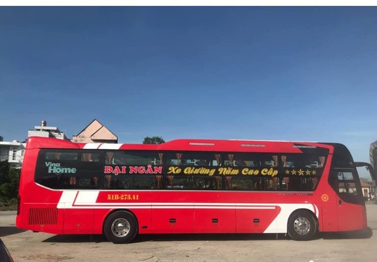 Xe giường nằm hiện đại của nhà xe Đại Ngân, mang lại sự thoải mái cho hành khách trên tuyến xe Sài Gòn đi Tiền Giang