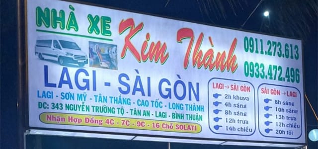 Xe khách của nhà xe Kim Thành trên tuyến Bình Thuận đi Sài Gòn
