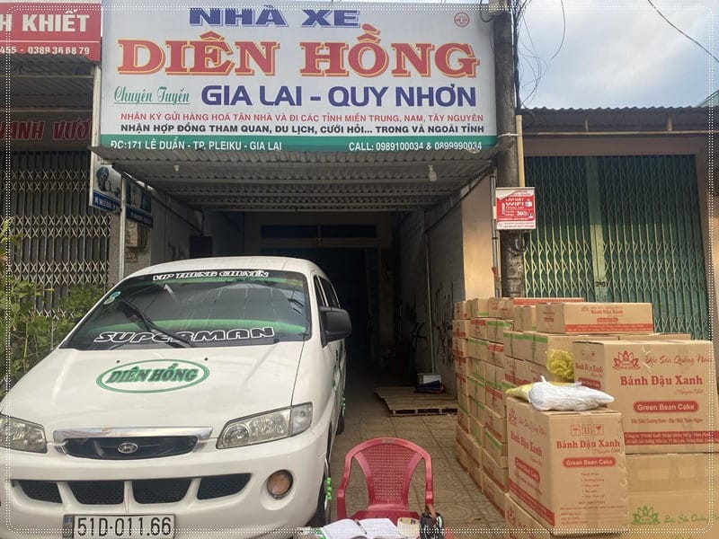 Xe khách Diên Hồng trên đường Quy Nhơn Gia Lai chất lượng cao