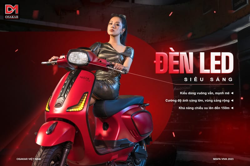 Xe máy điện OSAKAR Nispa Viva màu xanh ngọc, thiết kế dáng Vespa tinh tế, được ưa chuộng bởi học sinh cấp 3