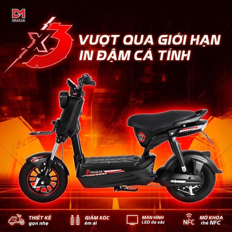 Xe máy điện OSAKAR X3 nhỏ gọn với thiết kế trẻ trung