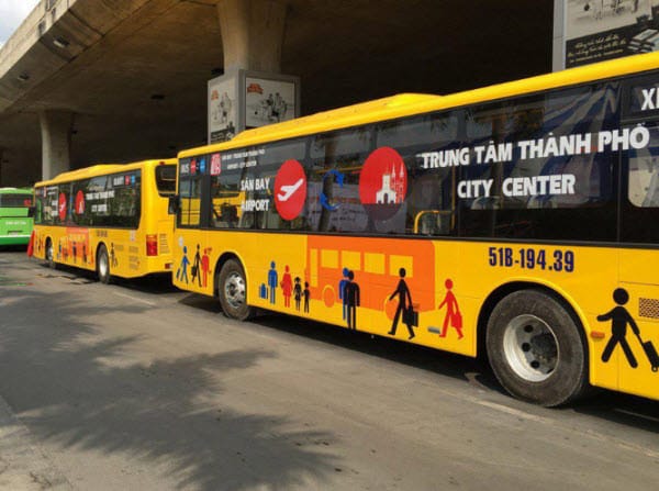 Xe mini bus của các hãng hàng không phục vụ chuyến Nội Bài Hà Nội