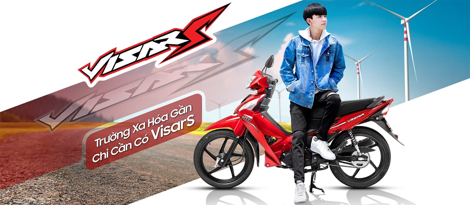 Xe số 50cc Kymco Visar S màu đỏ đen thể thao