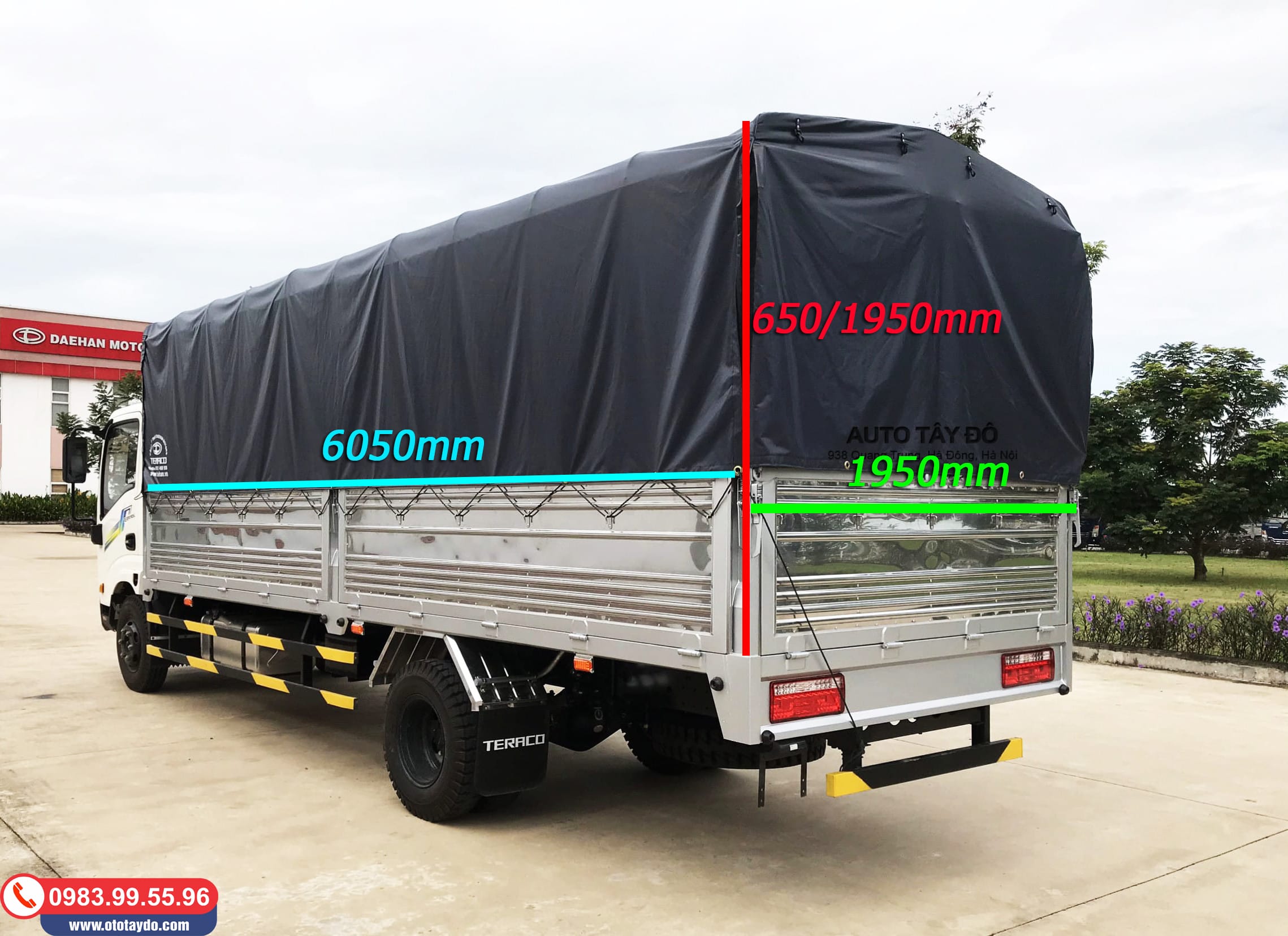 xe tải 1 tấn 9 Teraco 190SL thùng mui bạt