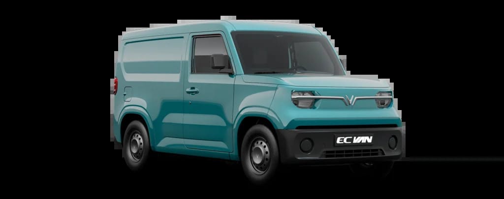 Xe tải điện VinFast EC Van màu xanh ngọc phù hợp cho nhiều ứng dụng vận chuyển
