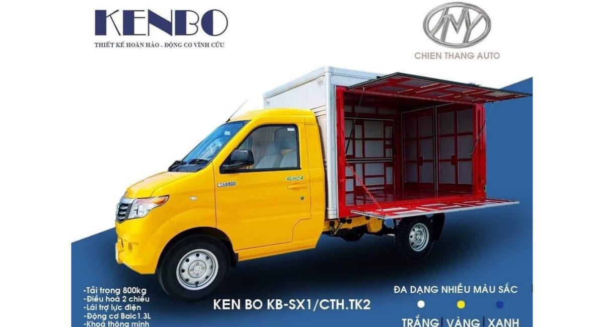 Xe tải Kenbo thùng kín cánh dơi phù hợp kinh doanh lưu động