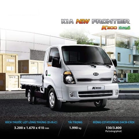 Xe tải Kia K200 2 tấn thích hợp di chuyển linh hoạt trong đô thị