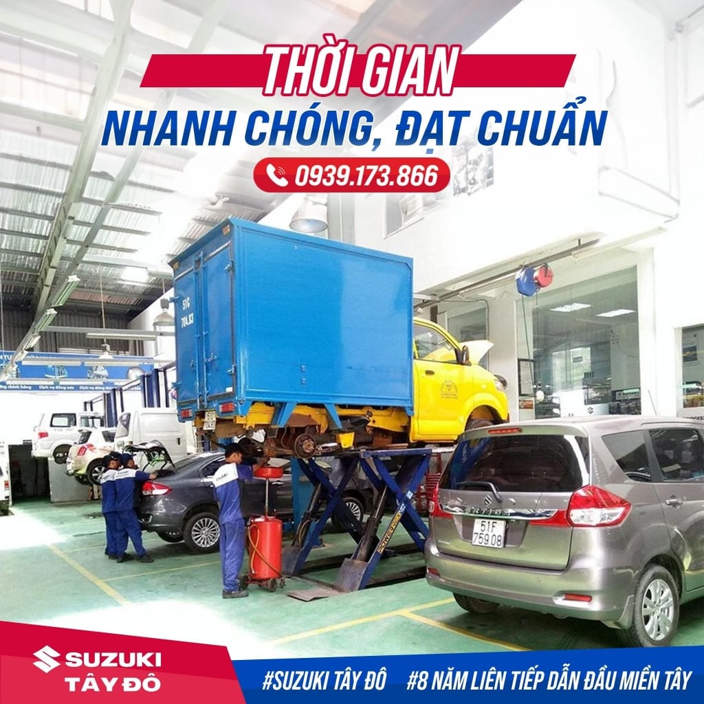 Xe tải Suzuki đang được kiểm tra tại xưởng, biểu thị chi phí bảo trì thấp và độ bền bỉ.