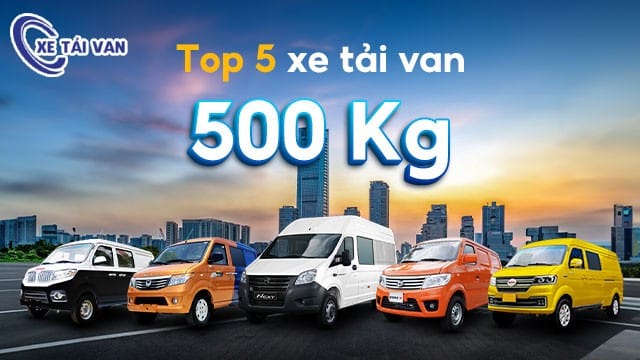 Xe tải van 500kg cũ màu trắng đang di chuyển trên đường
