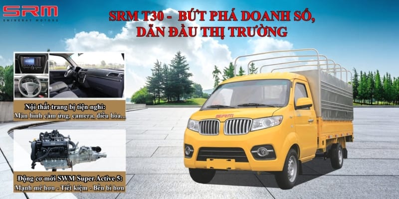 Xe tải van SRM T30 màu trắng nổi bật, dòng xe tải SRM chất lượng