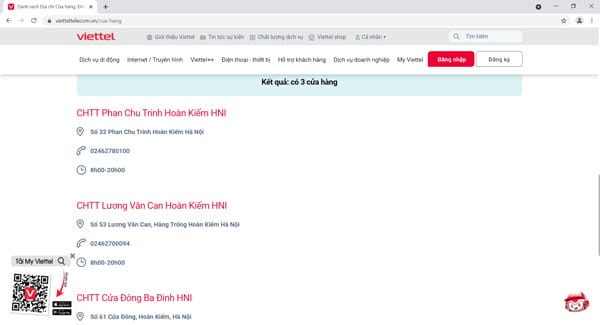 Xem thông tin các cửa hàng Viettel Store tại Hà Nội để dán ePass