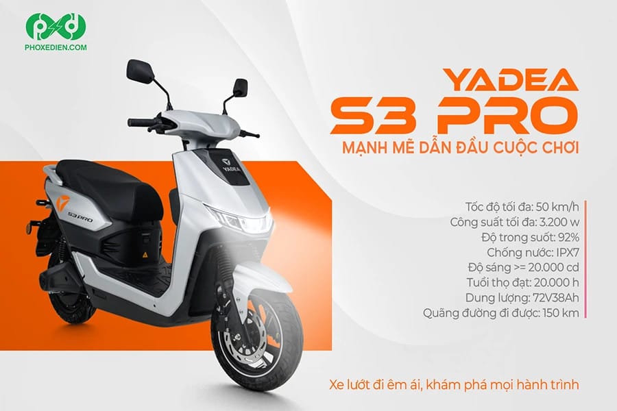 Yadea S3 Pro - mẫu xe máy điện đẹp cho nam mạnh mẽ, phong cách tối giản